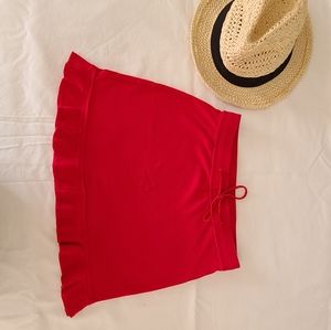 Express Hot Pink Cotton Mini Skirt with Ruffle and Tie Waist NWOT